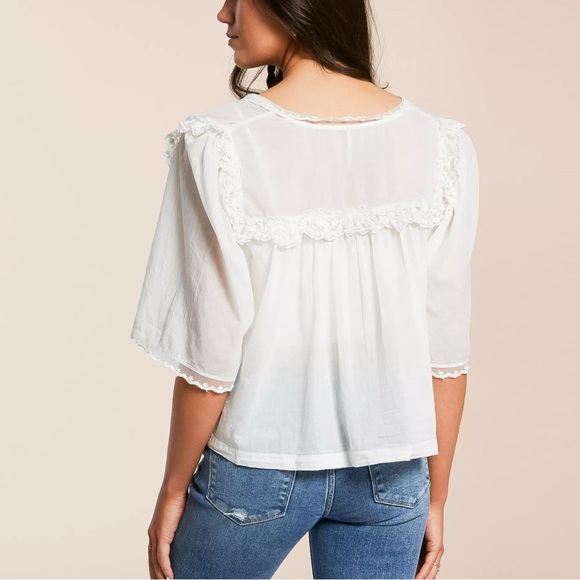 Free People Luna White Lace Sheer Blouse - Picture 12 of 12